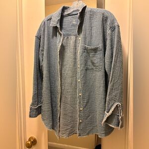 Aerie Blue Button Down Shirt with Classic Collar